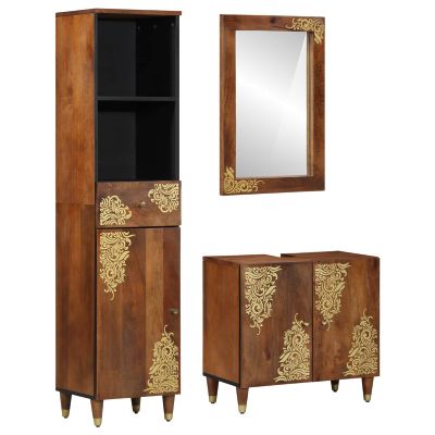 vidaXL Set kabinetov do kúpeľne 3 pcs Medová hnedá Masívne mango drevo