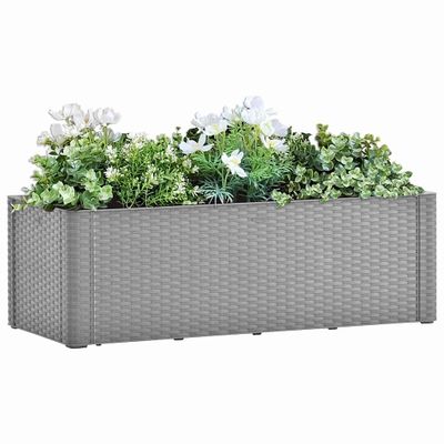 vidaXL Samozavlažovací vyvýšený záhradný záhon sivý 100x43x33 cm