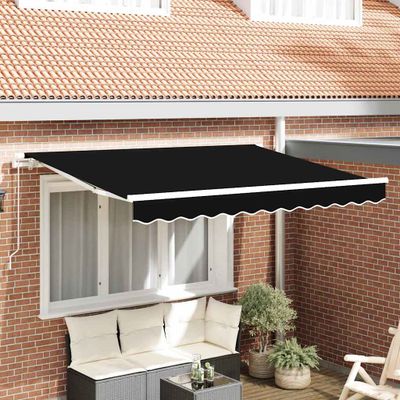 vidaXL Sklopná markíza Čierna 350 x 200 cm látka