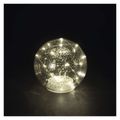 LED vianočná sklenená guľa - zlatá, 15 cm, 3x AA, vnútorná, teplá biela, časovač