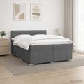vidaXL LED boxspring posteľ s matracom Tmavosivá 200 x 200 cm Látka