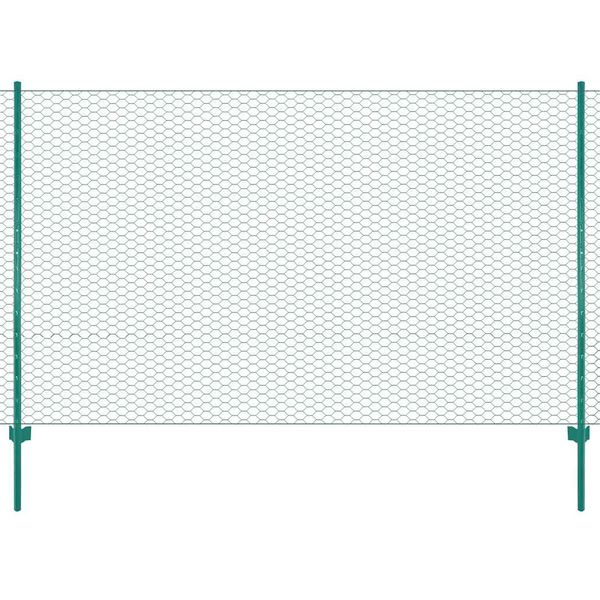vidaXL Drôtené pletivo so stĺpikmi zelené 25x1,5 m oceľové