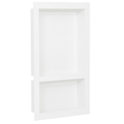 vidaXL Sprchový výklenok s 2 priehradkami lesklý biely 41x69x9 cm