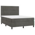 vidaXL Posteľný rám boxspring s matracom tmavosivý 140x200 cm zamat