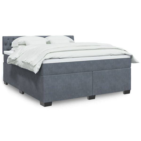 vidaXL Posteľný rám boxspring s matracom tmavosivý 180x200 cm zamat