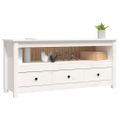 vidaXL TV skrinka biela 114x35x52 cm masívna borovica