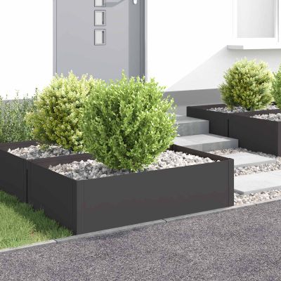vidaXL Obrubník trávnika 4 ks 100 x 60 x 35 cm Oceľ Čierna
