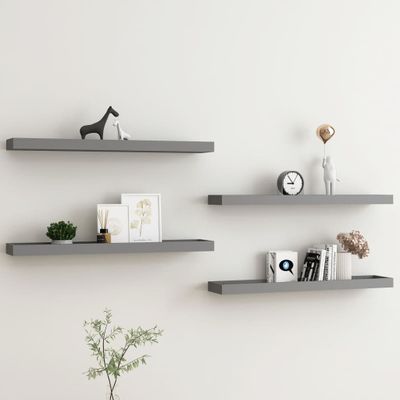 vidaXL Terasové nástenné police 4 ks sivé 80x15x4 cm MDF