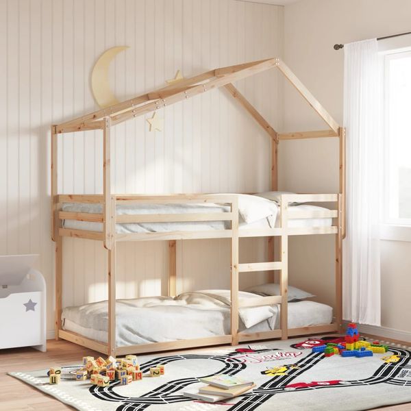 vidaXL Poschodová posteľ bez matraca 90x190 cm masívna borovica