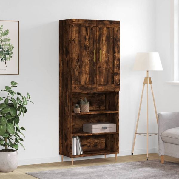 vidaXL Vysoká skrinka dymový dub 69,5x34x180 cm spracované drevo