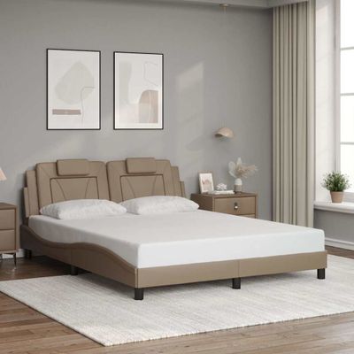 vidaXL Rám postele Viana bez matraca kapučínový 160x200 cm umelá koža
