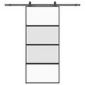 vidaXL Posuvné dvere s kovaním čierne 90x205 cm tvrdené sklo