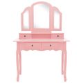 vidaXL Toaletný stolík so stoličkou ružový 100x40x146 cm drevo paulovnie