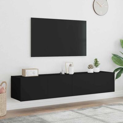 vidaXL TV nástenné skrinky s LED svetlami 2 ks čierne 80x35x31 cm