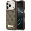Puzdro Guess 4G Logo Plate MagSafe pre iPhone 17 Pro hnedá