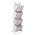 vidaXL Regál so 4 košíkmi kvetovaný 35x35x125 cm drevený