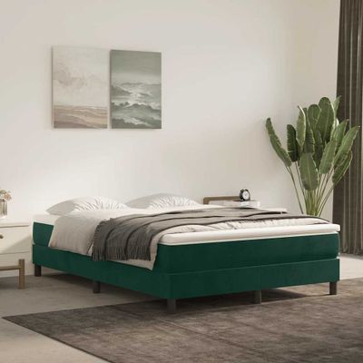 vidaXL Posteľný rám s boxspringom tmavozelený 140x190 cm zamat