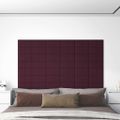 vidaXL Nástenné panely 12 ks fialové 30x15 cm látkové 0,54 m²