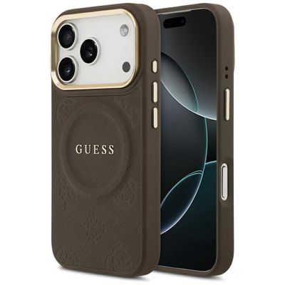 Puzdro Guess pre iPhone 17 Pro HC MAGSAFE PU S/ PEONIA HOT STAMP hnedé