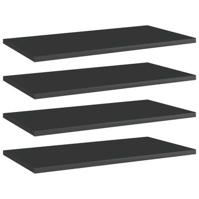vidaXL Prídavné police 4 ks, lesklé čierne 60x30x1,5 cm, drevotrieska