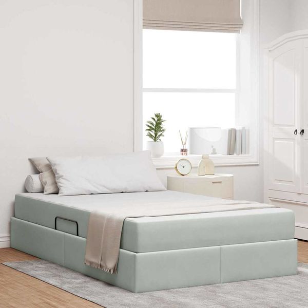 vidaXL Postel s úložným prostorem a matrací Svetlosivá 120 x 200 cm