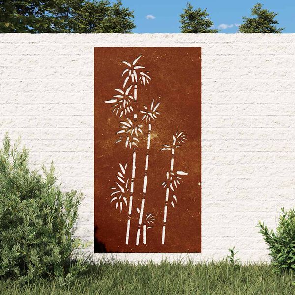 vidaXL Záhradná dekorácia 105x55 cm kortenová oceľ dizajn bambusu