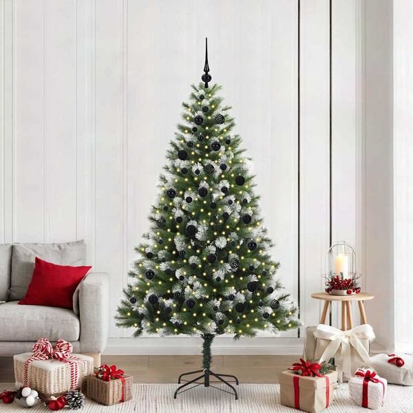 vidaXL Umelý vianočný stromček s umelým snehom 300 LED Teplá biela