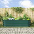 vidaXL Zvýšený záhon Zelená 320 x 80 x 81 cm Oceľ