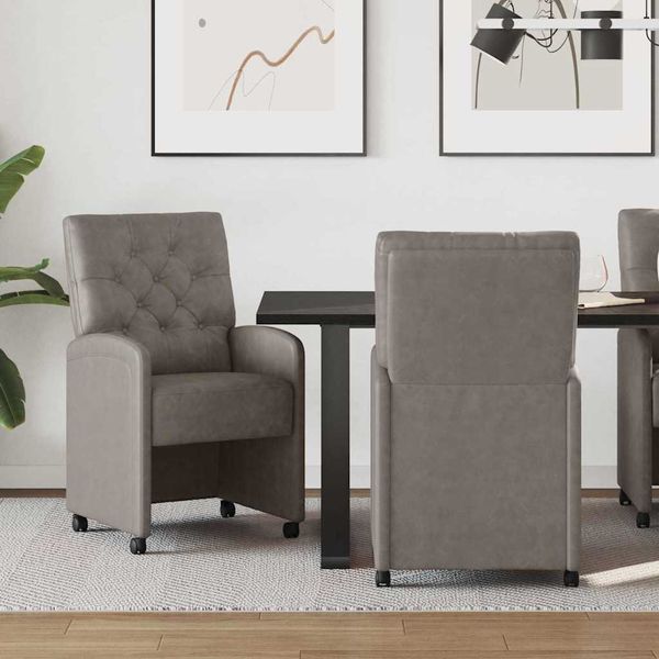 vidaXL Jedálenské stoličky na kolieskach 2 pcs Sivá 58 x 67 x 97 cm