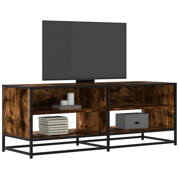 vidaXL TV skrinka dymový dub 120,5x40x46 cm kompozitné drevo a kov