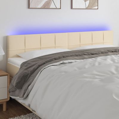 vidaXL Čelo postele s LED krémové 200x5x78/88 cm látka