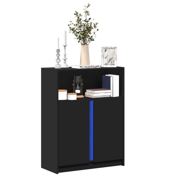 vidaXL Komoda s LED čierna 77x34x100 cm kompozitné drevo