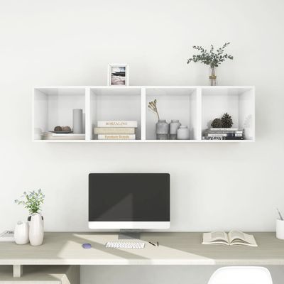 vidaXL Nástenné skrinky 4ks, lesklé biele 37x37x37cm, kompozitné drevo