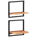 vidaXL Nástenné police 2 ks 40x24x35 cm akáciový masív a oceľ