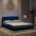 vidaXL Rám postele s LED bez matraca Hankomodrý 160x200 cm zamat