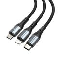 BWOO 3-v-1 Kábel USB - USB-C, Lightning, Micro USB 1m 3A X274 čierny