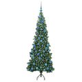 vidaXL Rohový umelý vianočný strom s 300 LED-i Zelená 180 cm PVC a kov