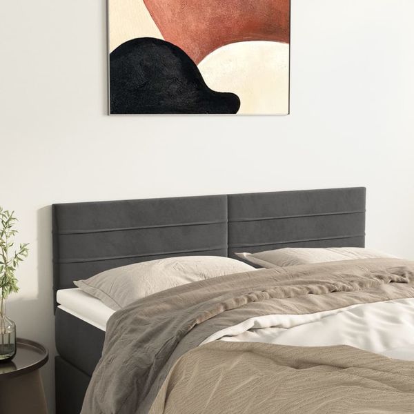 vidaXL Čelá postele 2 ks tmavosivé 72x5x78/88 cm zamat