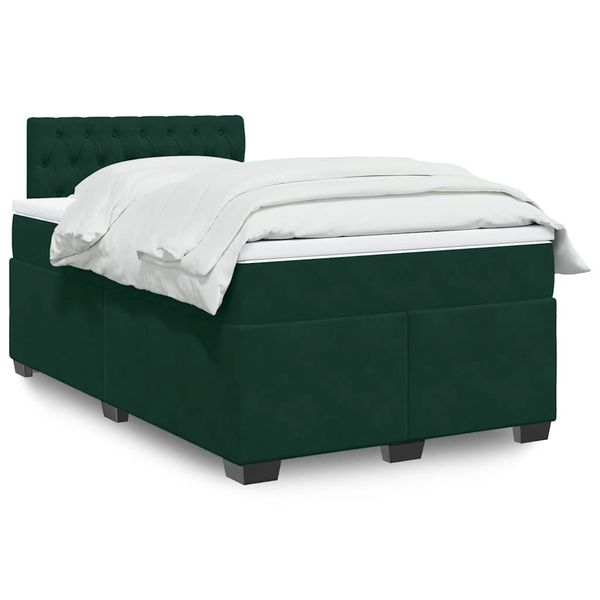 vidaXL Boxspring posteľ s matracom, tmavozelená 120x190cm, zamat