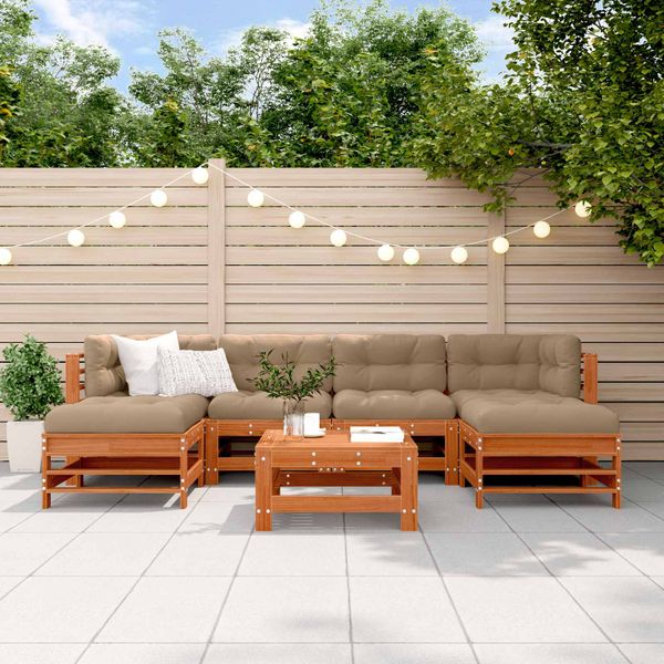 vidaXL Záhradný lounge set 7 pcs Voskovo hnedá Borovicový masív