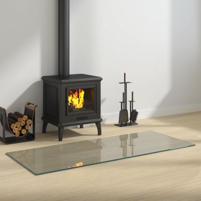 vidaXL Sklenená doska krbu Priehľadná 120 x 50 cm Sklo