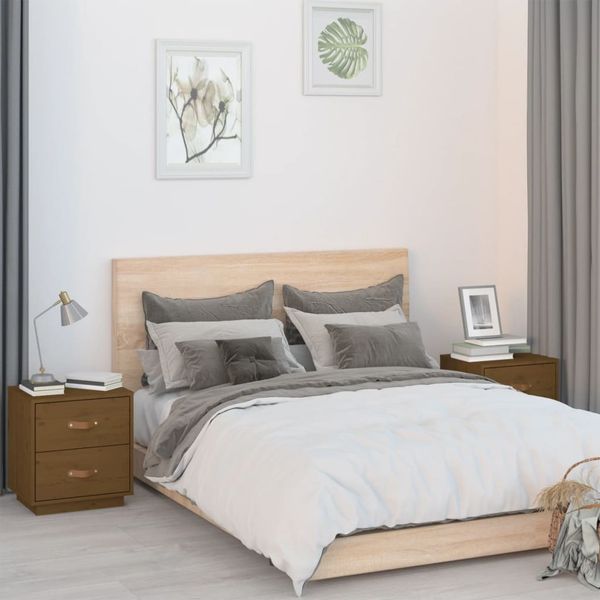 vidaXL Nočné stolíky 2 ks medovo-hnedé 40x34x35 cm borovicové drevo