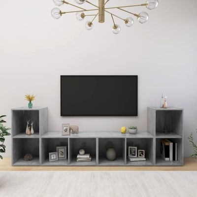 vidaXL TV skrinky 4 ks, betónovo sivé 72x35x36,5 cm, kompozitné drevo