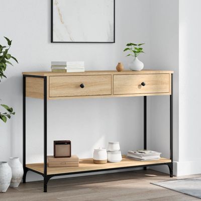 vidaXL Konzolový stolík dub sonoma 100x34,5x75 cm kompozitné drevo
