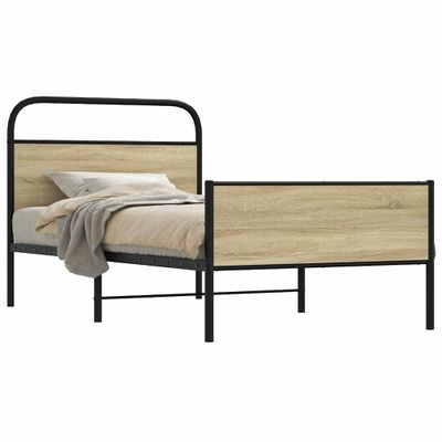 vidaXL Posteľný rám bez matraca 107x203 cm dub sonoma kompozitné drevo