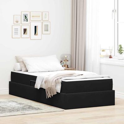 vidaXL Postel s úložným prostorem a matrací Čierna 100 x 200 cm Zamat