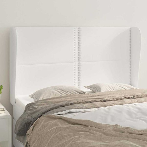 vidaXL Čelo postele so záhybmi biely 147x23x118/128 cm umelá koža