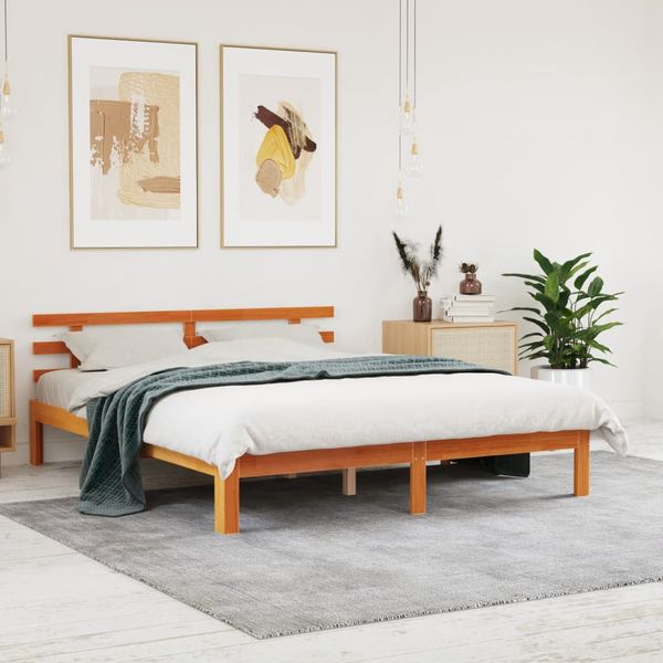 vidaXL Posteľ bez matraca voskový 150x200 cm masívna borovica