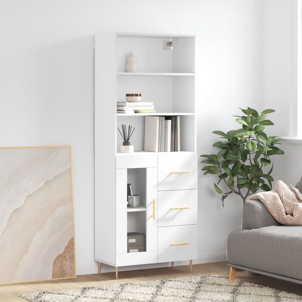 vidaXL Vysoká skrinka biela 69,5x34x180 cm spracované drevo