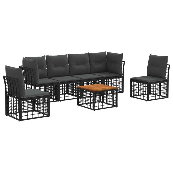 vidaXL Záhradná súprava gaučov 7 pcs Čierna a tmavošedá Polyester
